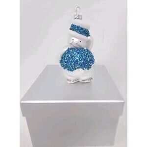 Valerie Parr Hill Glitter Snowman Blue Christmas ornaments in box U269B